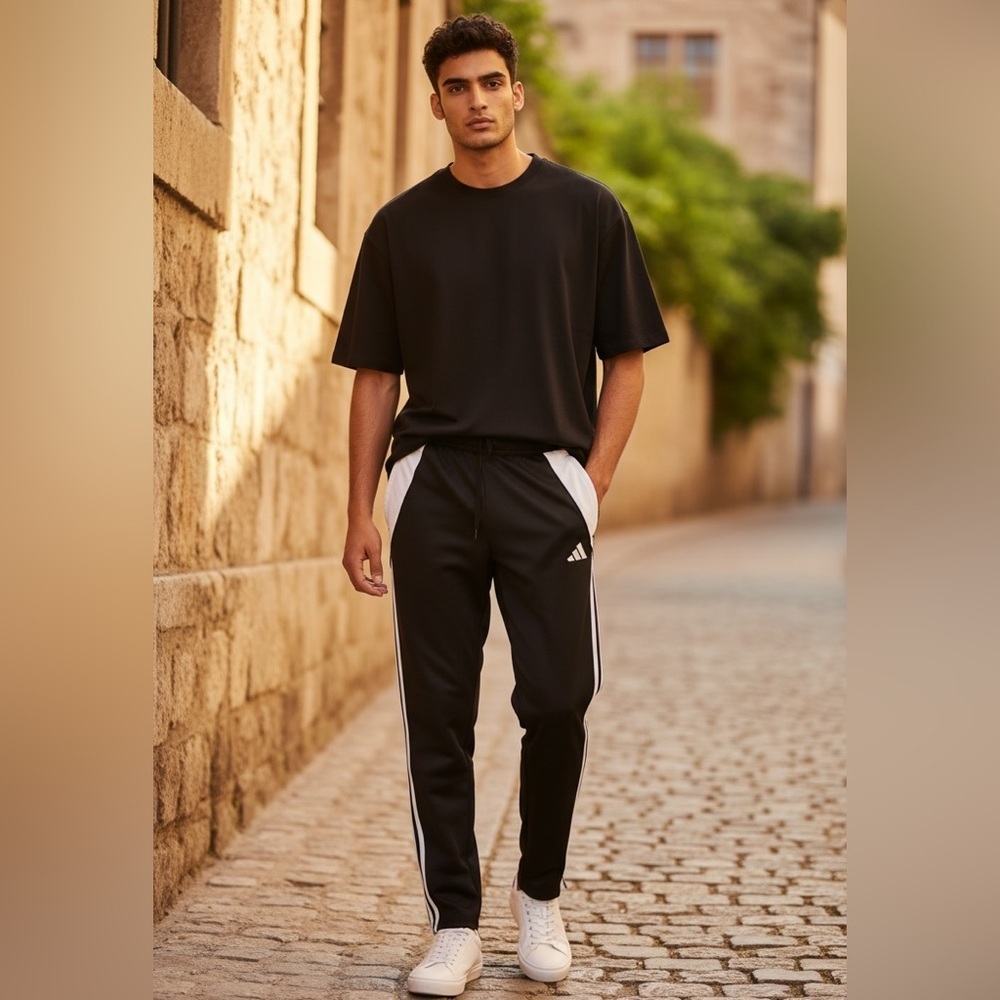 Adidas Unisex Black and White Joggers - Picture 2 of 8